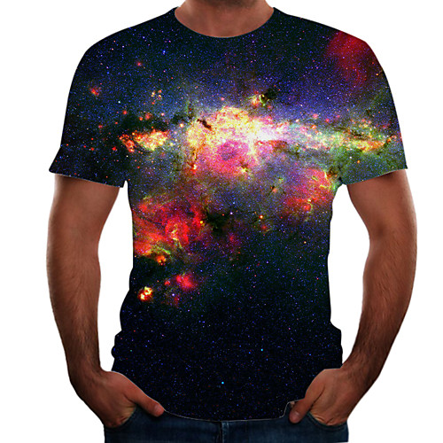 

Men's T shirt 3D Print 3D Rivet Mesh Short Sleeve Casual Tops Black Purple Yellow