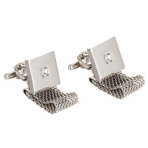 

chain style shiny shell french shirt cuff men and women cufflinks with jewelry accessories (silver)