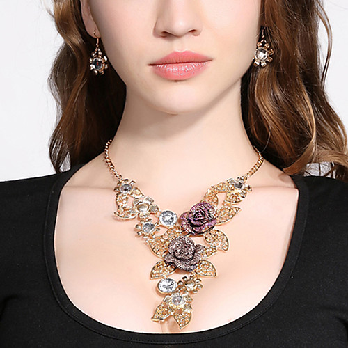

Women's Jewelry Set 3D Leaf Flower Fashion Resin Gold Plated Earrings Jewelry Rainbow For Christmas Wedding Party Evening Gift Formal 1 set