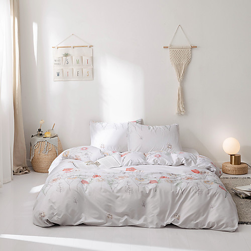 

Duvet cover set with zipper with botanical floral printed, soft natural breathable durable and hypoallergenic