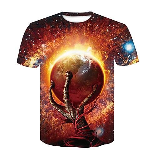 

Men's T shirt 3D Print 3D Rivet Mesh Short Sleeve Casual Tops White Black Yellow