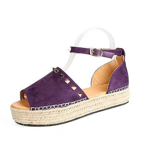 

Women's Sandals Espadrilles Platform Sandals Straw Sandals Chunky Heel Round Toe PU Leopard Purple
