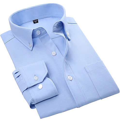 

Men's Shirt Solid Colored Button-Down Long Sleeve Casual Tops Business Basic Casual R