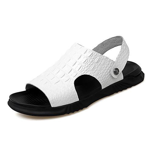 

Men's Sandals Leather Shoes Flat Sandals Casual Beach Daily Outdoor Water Shoes Upstream Shoes Nappa Leather Cowhide Breathable Non-slipping Shock Absorbing Booties / Ankle Boots White Black Brown