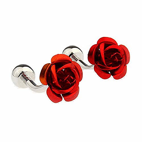 

mrcuff rose flower red pair of cufflinks in a presentation gift box