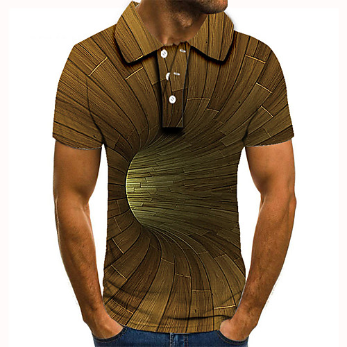 

Men's Golf Shirt 3D Print 3D Graphic Prints Button-Down Short Sleeve Street Tops Casual Fashion Cool Brown / Sports