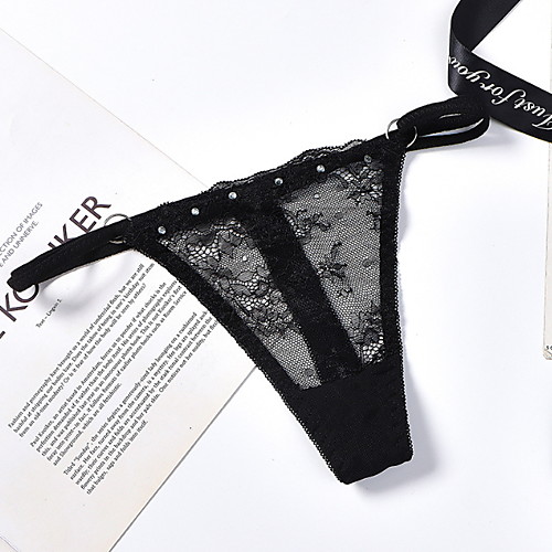 

Women's Beaded / Lace Sexy Solid Color G-strings & Thongs Panties Micro-elastic Low Waist 1 PC Blue One-Size