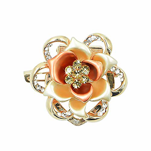 

lujuny flower scarf clip ring - fashion triple-ring floral stewardess shawl wrap neckerchief slides buckle for women girls (coffee golden)