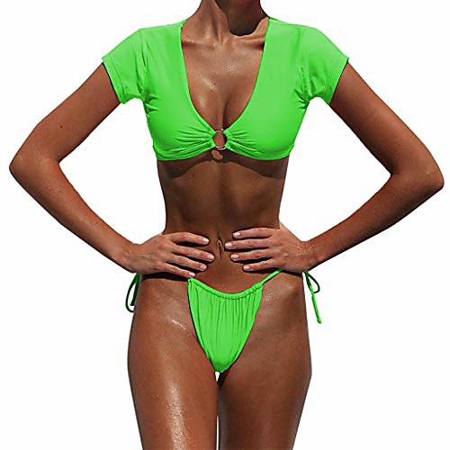 

Women's Bikini Beach Wear Swimsuit Solid Color 8897 Rose Red 8897 red 8897 green 8897 Leopard Print Swimwear Bathing Suits Sexy / 2 Piece