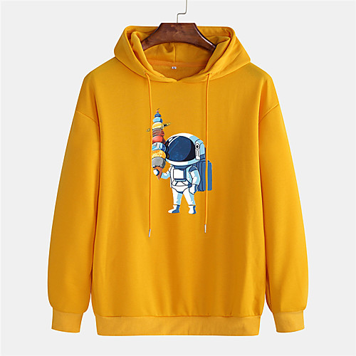 

Men's Pullover Hoodie Sweatshirt Graphic Prints Astronaut 3D Hooded Sports & Outdoor Daily Sports Hot Stamping Basic Casual Hoodies Sweatshirts Long Sleeve Purple Yellow Blushing Pink