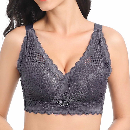 

Women's Plus Size Bra Push-up 3/4 Cup Lace Sexy Lavender