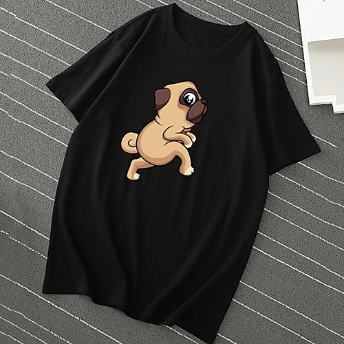 

Men's Tee T shirt Hot Stamping Dog Graphic Prints Animal Print Short Sleeve Casual Tops 100% Cotton Basic Designer Big and Tall Black