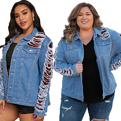 

cross-border direct supply wish amazon ebay foreign trade european and american women's spot denim stitching casual loose jacket