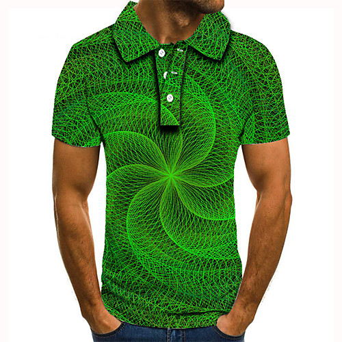 

Men's Golf Shirt Tennis Shirt 3D Print 3D Graphic Prints Button-Down Short Sleeve Street Tops Casual Fashion Cool Green / Sports