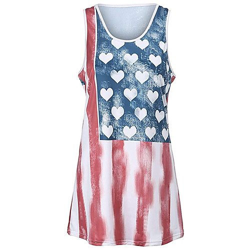 

Women's Independence Day Tank Top Vest T shirt USA American Flag Stars and Stripes U Neck Basic Tops Rainbow