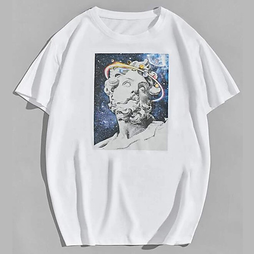 

Men's Unisex Tee T shirt Hot Stamping Graphic Prints Human Plus Size Print Short Sleeve Casual Tops 100% Cotton Basic Designer Big and Tall White