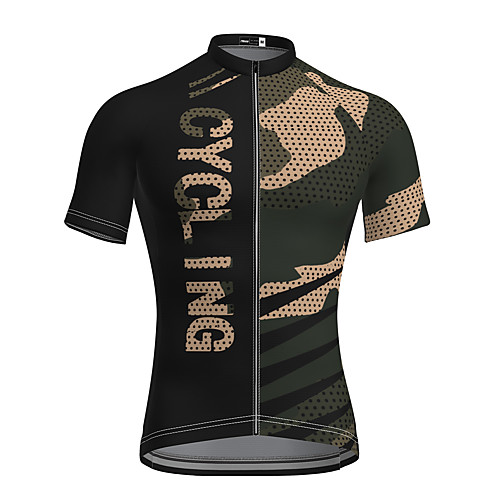 

21Grams Men's Short Sleeve Cycling Jersey Summer Nylon Polyester Black Patchwork Camo / Camouflage Bike Jersey Top Mountain Bike MTB Road Bike Cycling Ultraviolet Resistant Quick Dry Breathable Sports