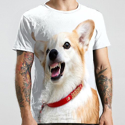 

Men's Unisex Tee T shirt Shirt 3D Print Dog Graphic Prints Animal Plus Size Print Short Sleeve Casual Tops Basic Designer Big and Tall Round Neck White / Summer
