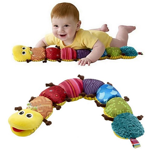 

60cm Children's Soft Stuffed Toys Coffee Color Feet Caterpillars Music Insects Plush Toys with Ringing Paper for Baby 1 pc