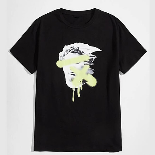 

Men's Unisex Tee T shirt Hot Stamping Graphic Prints Human Plus Size Print Short Sleeve Casual Tops 100% Cotton Basic Designer Big and Tall Black
