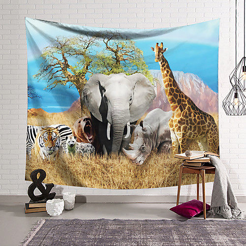 

Wall Tapestry Art Decor Blanket Curtain Hanging Home Bedroom Living Room Decoration Polyester Animal World