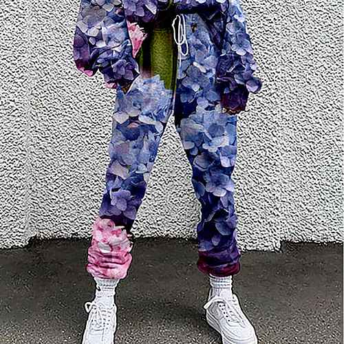 

Women's Fashion Casual / Sporty Comfort Going out Weekend Sweatpants Pants Flower / Floral Full Length Pocket Print Fuchsia