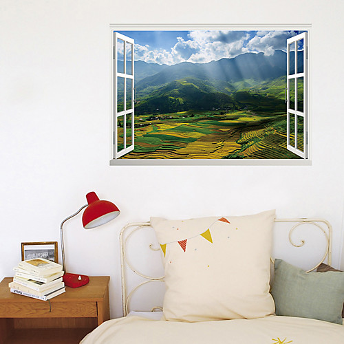 

3D Fake Window New Wall Paste Blue Sky White Cloud Home Corridor Background Decoration Can Be Removed Stickers