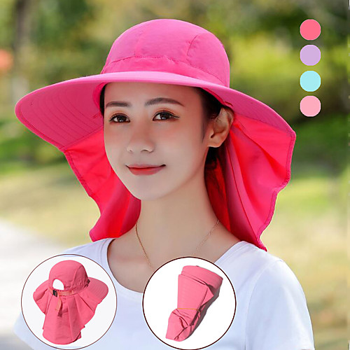 

Women's Sun Hat Fishing Hat Hiking Hat with Neck Flap Sun Protection Wide Brim Outdoor Portable Breathable Quick Dry Ultraviolet Resistant Hat Purple Fuchsia Pink Hunting Fishing Climbing