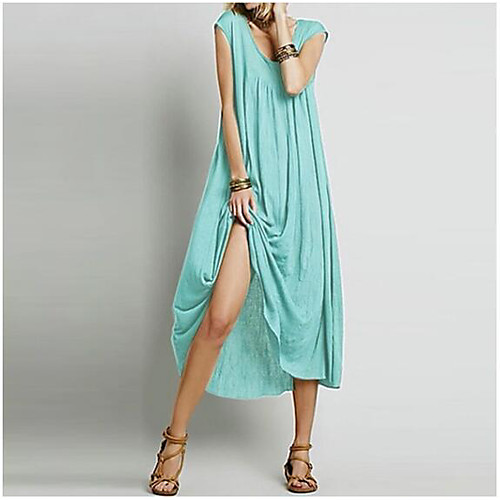 

2019 european and american women's sleeveless solid color round neck and large slacks loose explosive dress