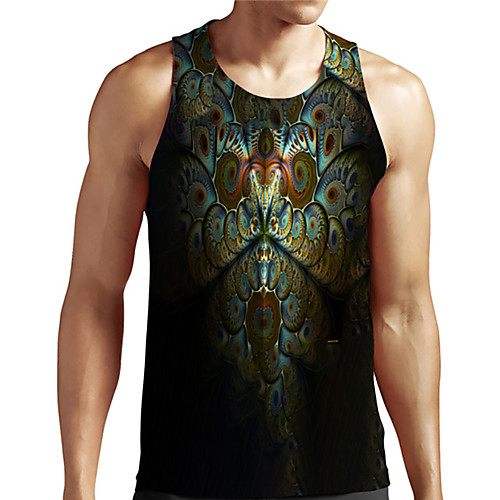 

Men's Unisex Tank Top Undershirt 3D Print Abstract Graphic Prints Plus Size Print Sleeveless Casual Tops Basic Designer Big and Tall Dark Green