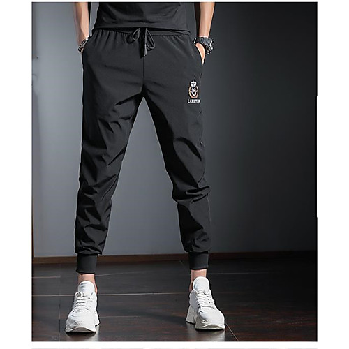 

Men's Chino Chinos Pants Solid Colored Ankle-Length Black Gray