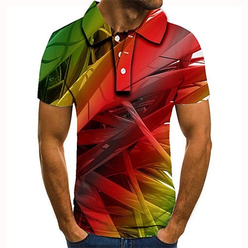 

Men's Golf Shirt Tennis Shirt 3D Print Graphic Prints Geometry Button-Down Short Sleeve Street Tops Casual Fashion Cool Red / Sports