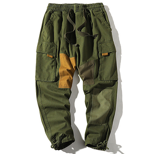 

Men's Casual / Sporty Athleisure Breathable Outdoor Sports Sport Daily Harem Loose Pants Tactical Cargo Pants Lattice Full Length Drawstring Pocket ArmyGreen Khaki / Spring / Elasticity