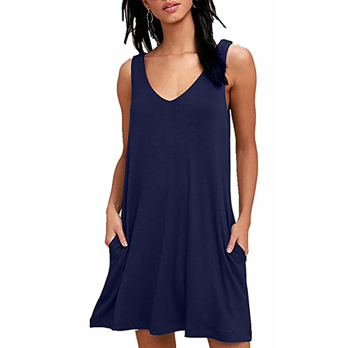 

Women's A Line Dress Short Mini Dress Sleeveless Solid Color Spring Summer Beach Wear Casual / Daily Loose 2021 S M L XL XXL