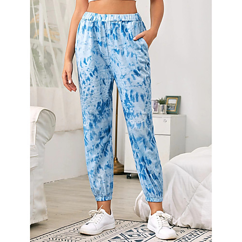 

Women's Basic Casual / Sporty Comfort Daily Weekend Jogger Pants Tie Dye Ankle-Length Pocket Elastic Waist Print Blue Blushing Pink Gray