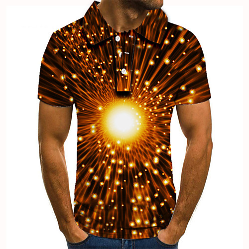 

Men's Golf Shirt 3D Print 3D Graphic Prints Button-Down Short Sleeve Street Tops Casual Fashion Cool Gold / Sports