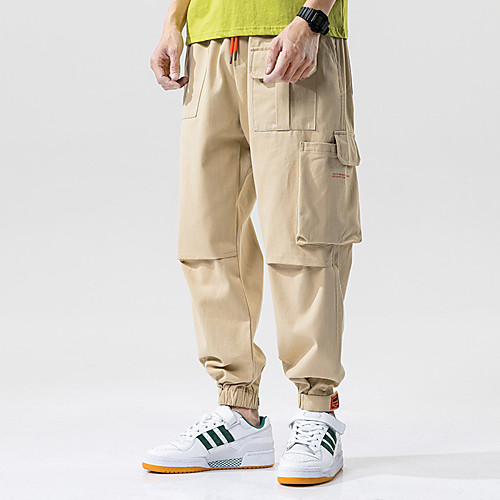 

Men's Casual / Sporty Athleisure Breathable Outdoor Sports Sport Daily Pants Tactical Cargo Pants Solid Colored Full Length Drawstring Pocket Black Khaki Green