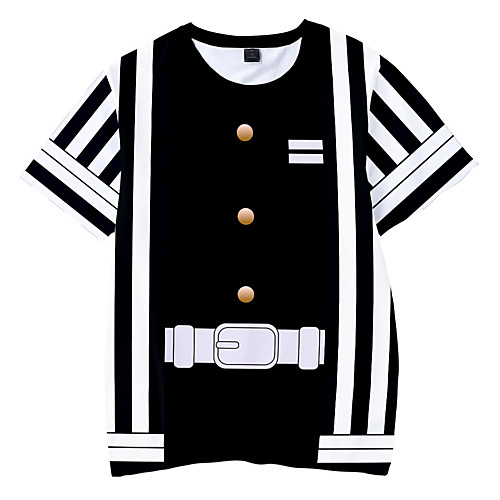 

Inspired by Demon Slayer Cosplay Cosplay Costume T-shirt Terylene Stripes Printing Harajuku Graphic T-shirt For Women's / Men's