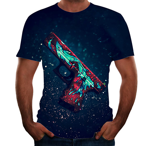 

Men's T shirt 3D Print 3D Rivet Mesh Short Sleeve Casual Tops Sportswear Sports Black Green Navy Blue