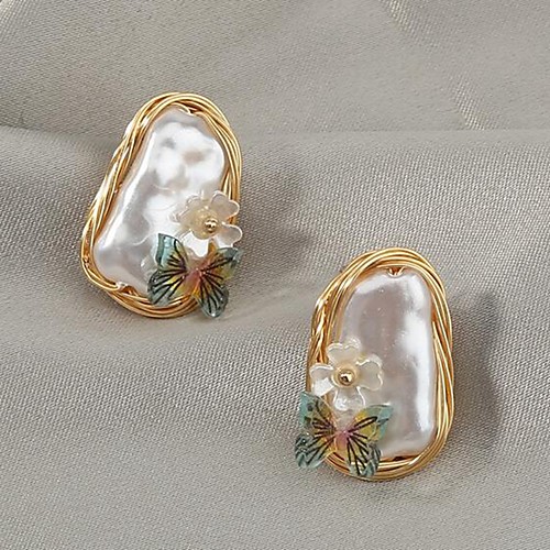 

Women's Stud Earrings Petal Stylish Sweet Earrings Jewelry Gold For Date Festival 1 Pair