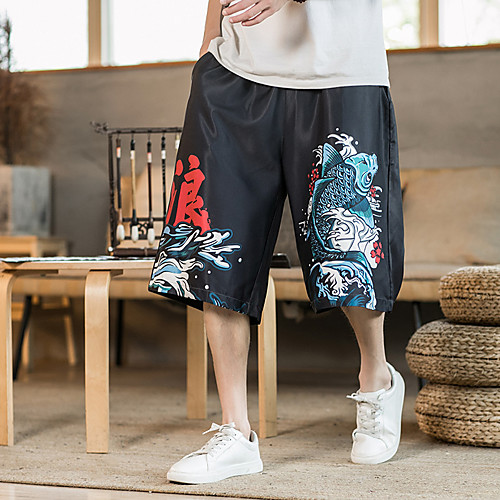 

Men's Casual / Sporty Athleisure Breathable Outdoor Sports Sport Daily Harem Loose Shorts Pants Graphic Knee Length Drawstring Pocket 1 2 3 / Summer / Elasticity
