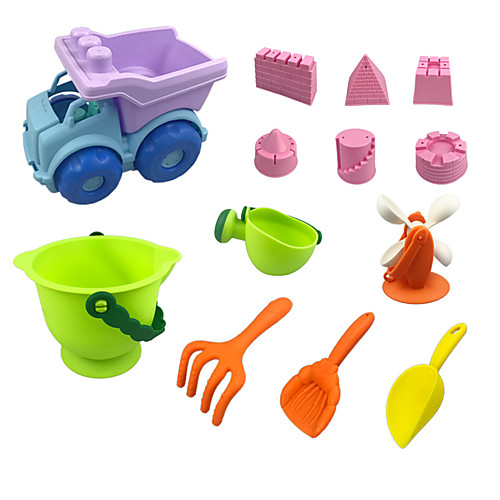 16pcs Kids Beach Sand Toys Set Castle Molds Truck Bucket Beach Shovels Rakestool Kit Sea Animal Molds Watering Can With Package Mesh 2021 Us 25 19