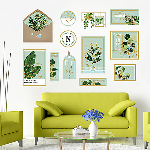 

Wall Sticker Small Fresh Artistic Green Plant Photo Frame DIY Bedroom Porch Wall Beautification Decorative Wall Sticker