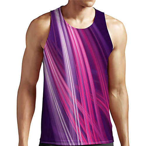 

Men's Unisex Tank Top Undershirt Shirt 3D Print Graphic Prints Linear Plus Size Print Sleeveless Casual Tops Basic Designer Big and Tall Round Neck Blushing Pink / Summer