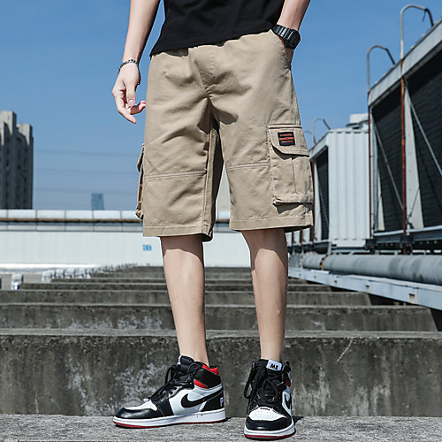 

Men's Cargo Shorts Casual Tactical Cargo Pants Solid Color Short Black Red Army Green Khaki