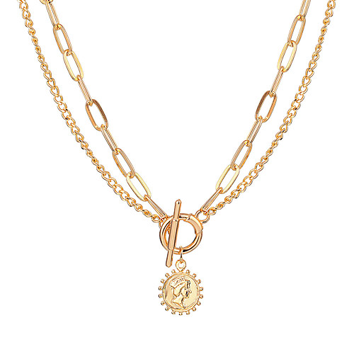 

coin pendant necklace beauty double necklace female simple