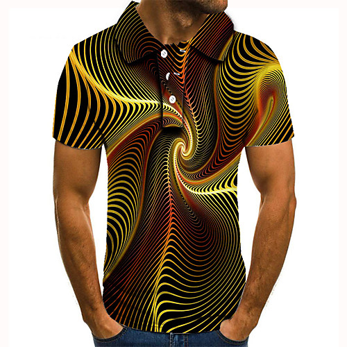 

Men's Golf Shirt Tennis Shirt 3D Print 3D Graphic Prints Button-Down Short Sleeve Street Tops Casual Fashion Cool Brown / Sports