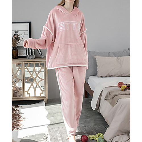 

Women's Pajamas Sets Print Letter Polyester Casual Hoodie Pant Hooded Street Daily Long Sleeve