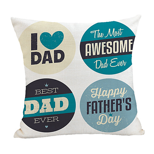 

Double Side Print Father's Day Cushion Cover 1PC Faux Linen Soft Decorative Square Pillowcase for Sofa Bedroom 45 x 45 cm (18 x 18 Inch) Superior Quality for Patio Garden Farmhouse Bench Couch