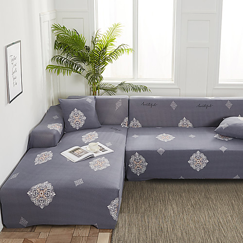 

Sofa Cover Flower Print 1 Piece Furniture Protector Soft Stretch Slipcover Spandex Jacquard Fabric Super Fit for 14 Cushion Couch and L Shape SofaEasy to Install(1 Free Cushion Cover)